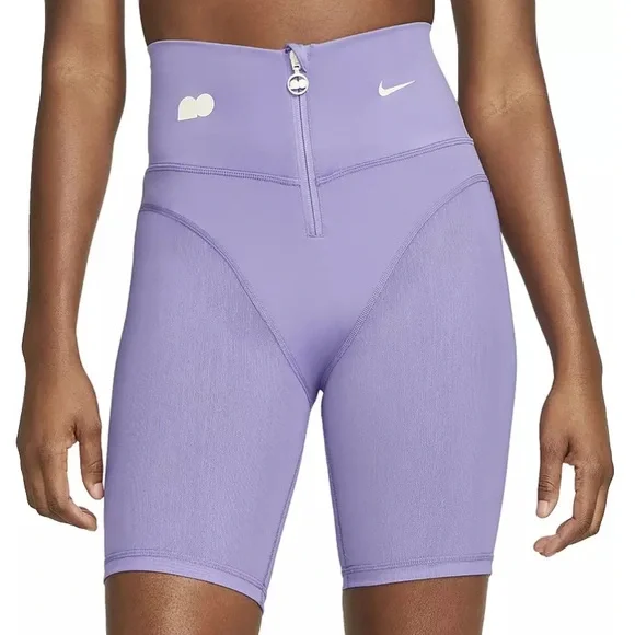 NIKE X Naomi Osaka Tight Fit Front Zipper Purple Mesh Biker Shorts--XS - Picture 2 of 15